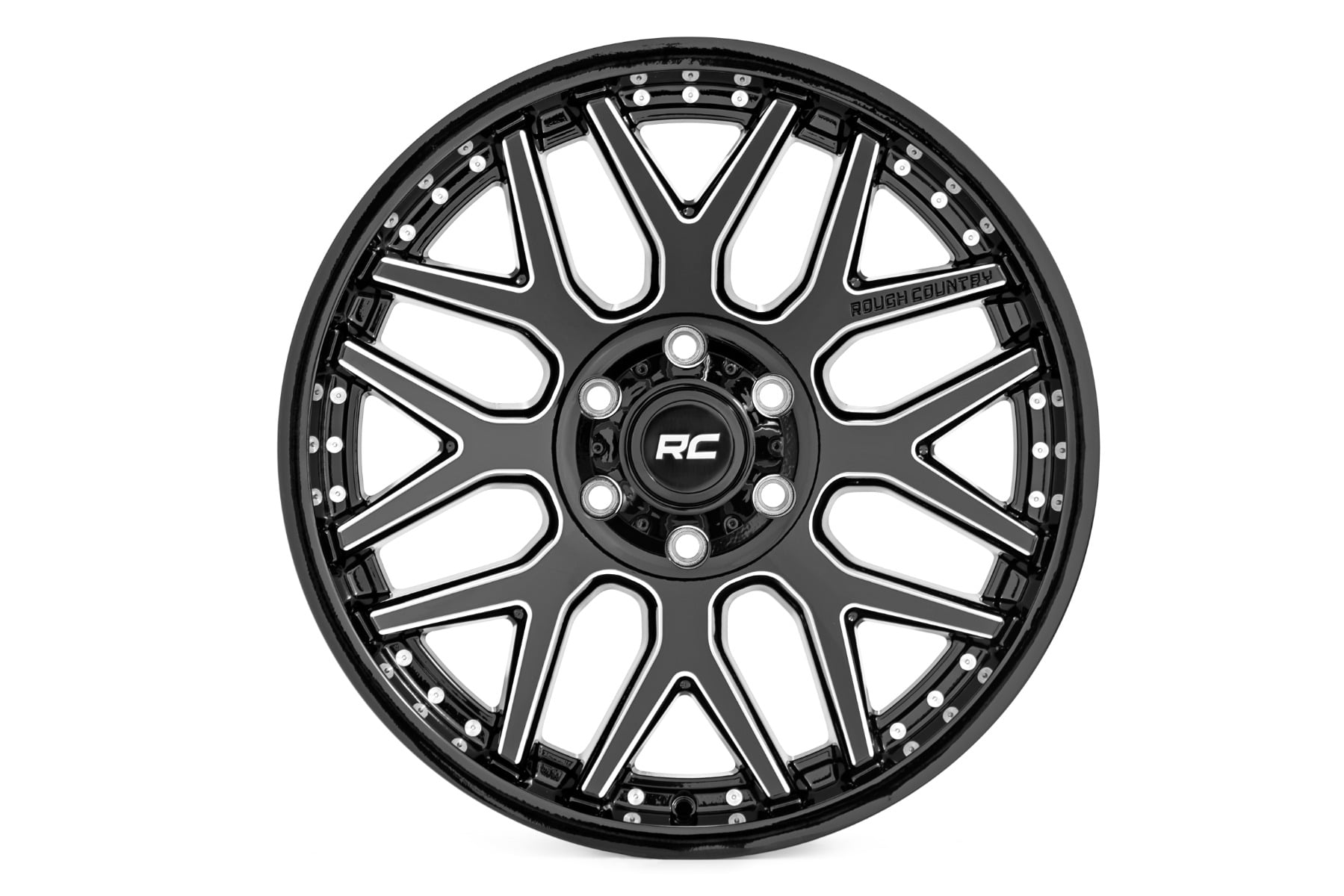 Rough Country 95 Series Wheel | Machined One-Piece | Gloss Black | 20x10 | 5x5 | -19mm