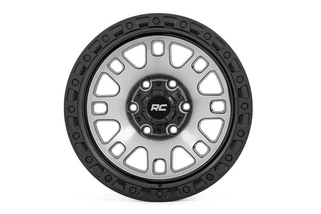 Rough Country 82 Series Wheel | One-Piece | Machined Semi Gloss Black | 17x9 | 6x5.5 | -12mm
